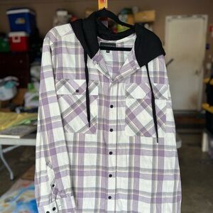 Alfani Men's Purple Plaid Hooded Jacket